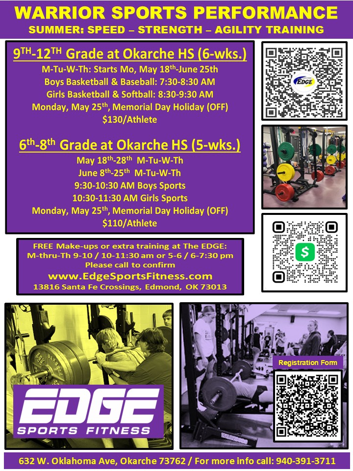 Okarche HS&MS Summer Performance Training Flyer (2026)